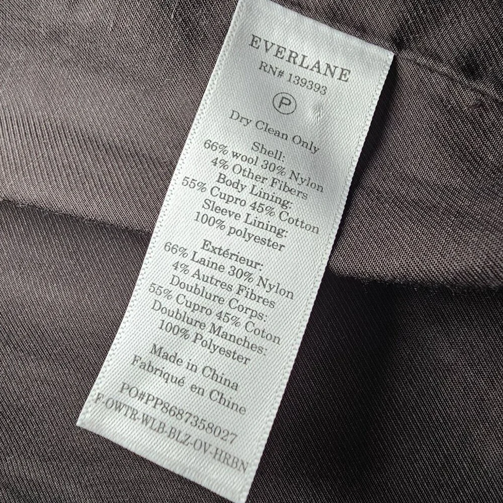 Everlane The Oversized Blazer Wool Gray Herringbone Boyfriend Fit Classic Sz 0 - Picture 10 of 16